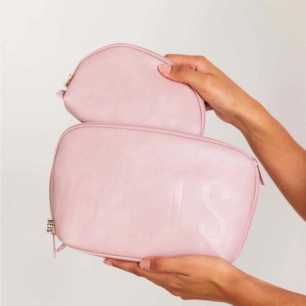 Pink Travel Pouch Set Beis